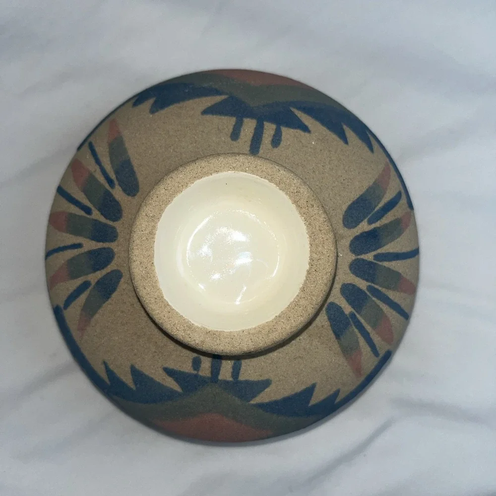 Vintage Sand Art Pottery Candle Tea‎ Light Holder Southwestern Motif Numbered